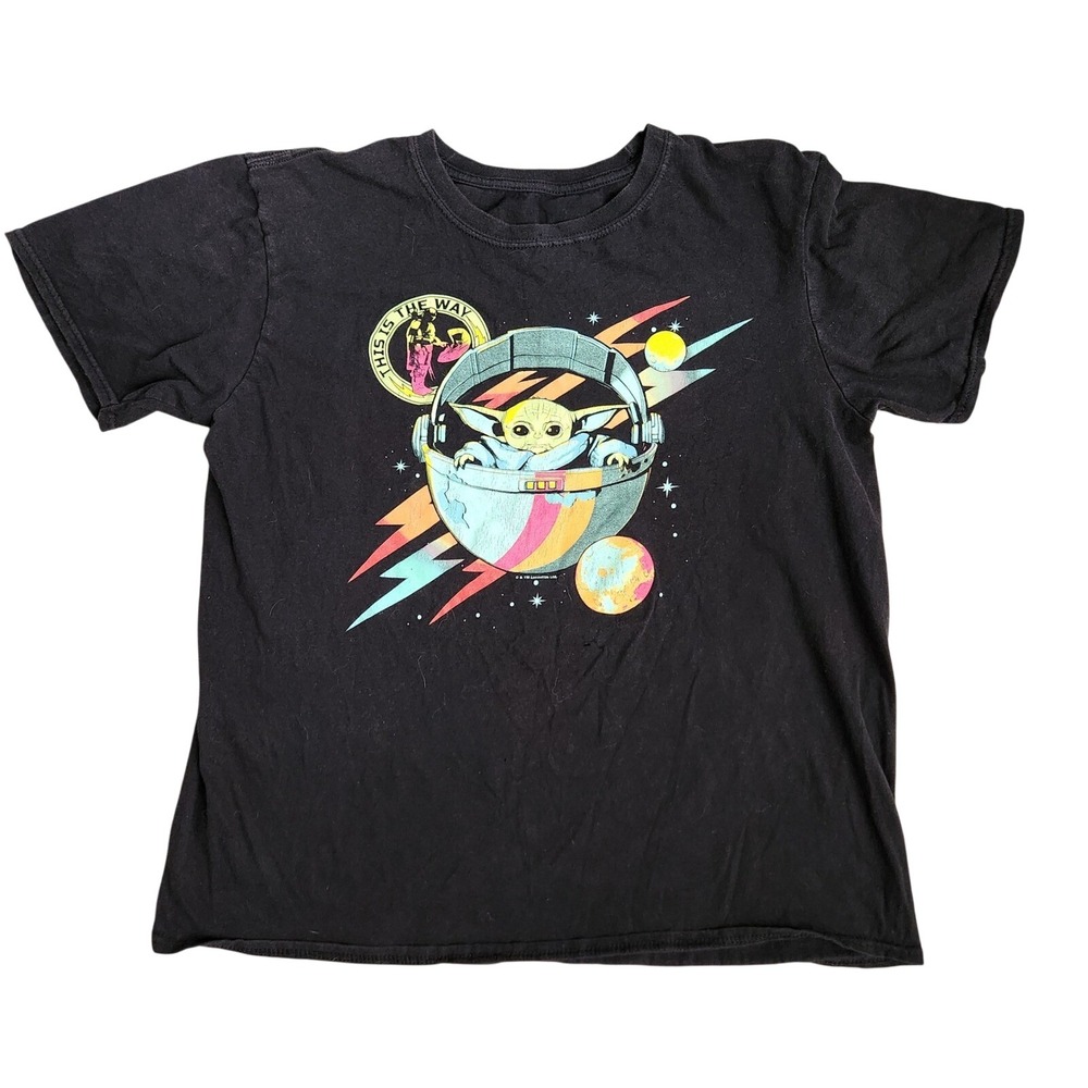 The Mandalorian Baby Yoda This Is The Way Black FLAWS Graphic Tee T-Shirt
